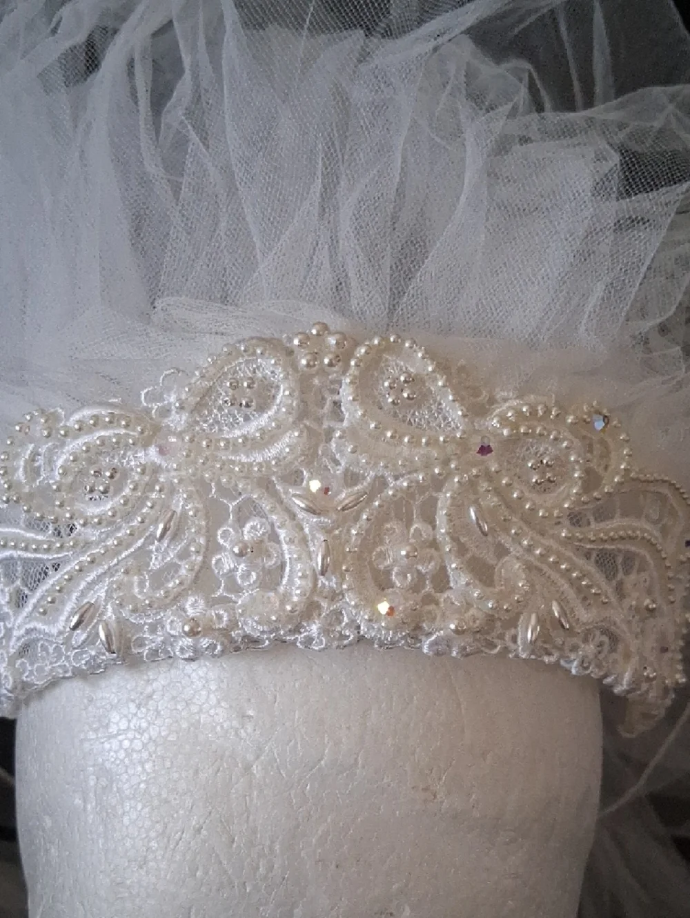 Vintage Bridal Headband with Veil 1980's 1990's - Picture 4 of 13